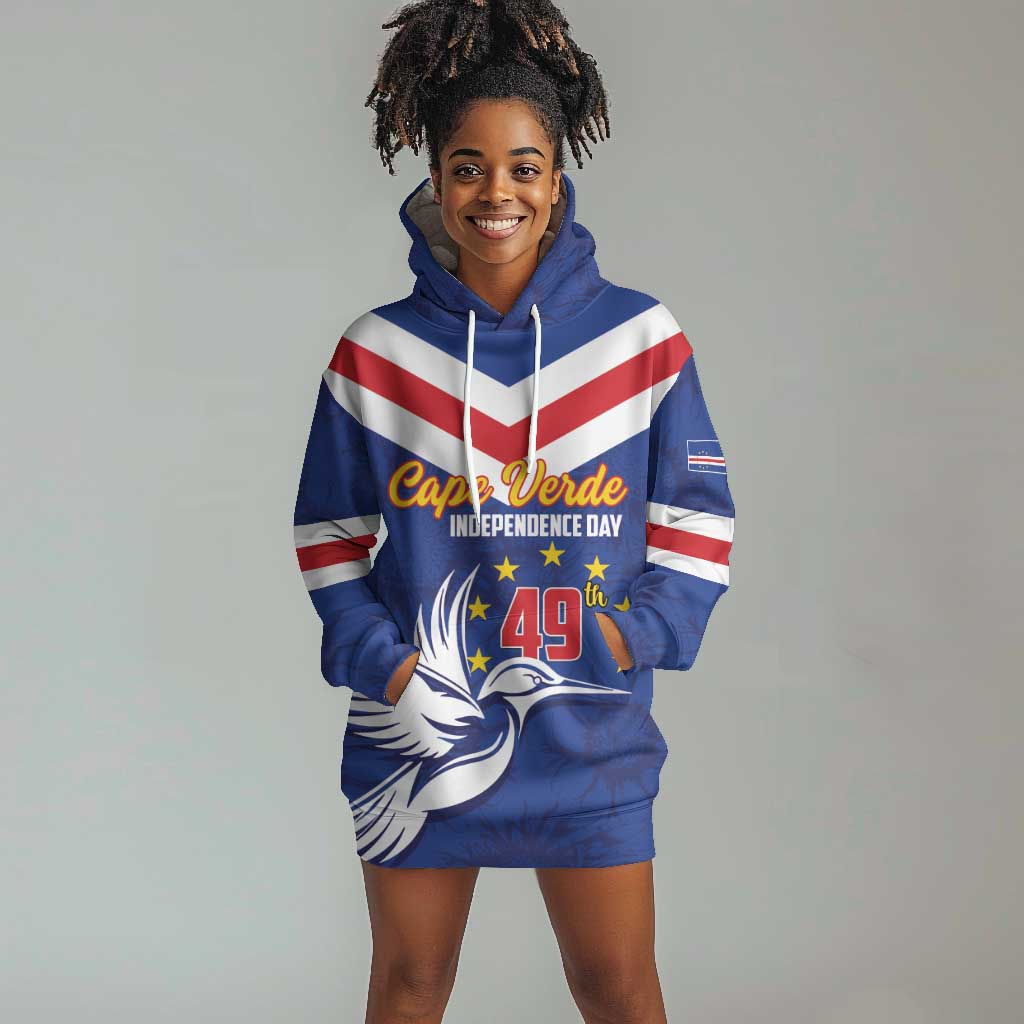 Cape Verde Independence Day Hoodie Dress Gerbera Daisy Pattern