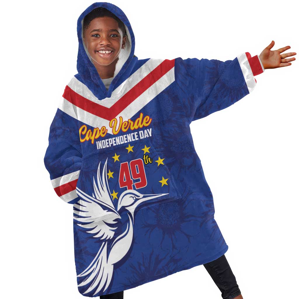 Cape Verde Independence Day KId Wearable Blanket Hoodie Gerbera Daisy Pattern