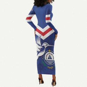 Cape Verde Independence Day Long Sleeve Bodycon Dress Gerbera Daisy Pattern LT01