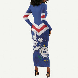 Cape Verde Independence Day Long Sleeve Bodycon Dress Gerbera Daisy Pattern