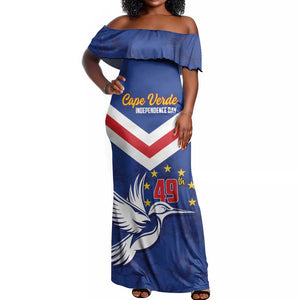 Cape Verde Independence Day Off Shoulder Maxi Dress Gerbera Daisy Pattern