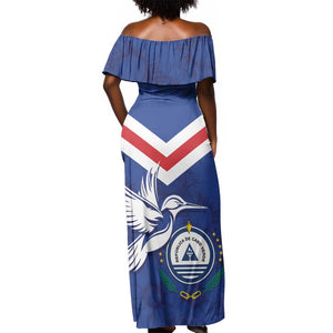 Cape Verde Independence Day Off Shoulder Maxi Dress Gerbera Daisy Pattern