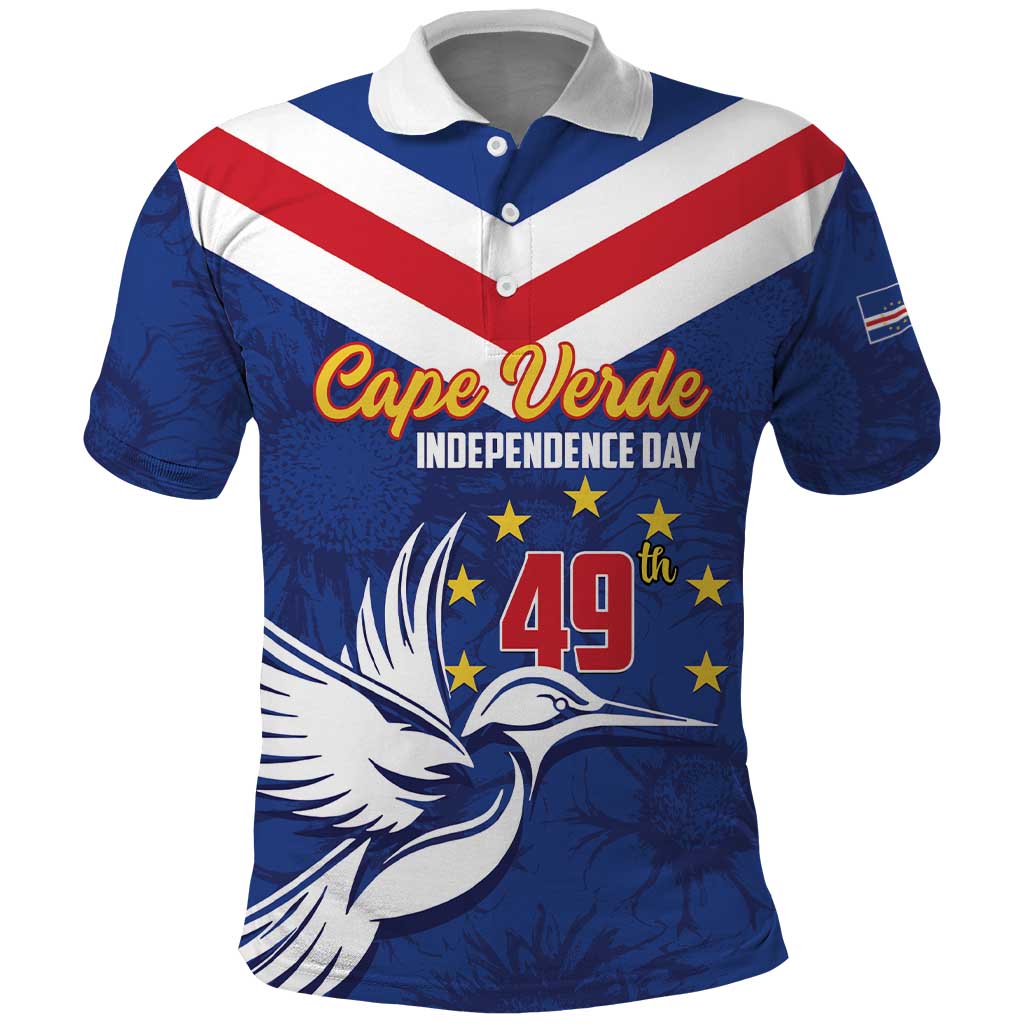 Cape Verde Independence Day Polo Shirt Gerbera Daisy Pattern