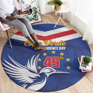 Cape Verde Independence Day Round Carpet Gerbera Daisy Pattern