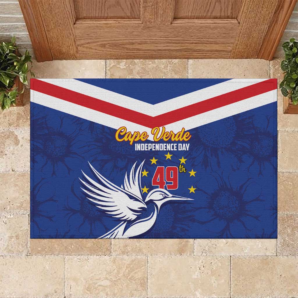 Cape Verde Independence Day Rubber Doormat Gerbera Daisy Pattern