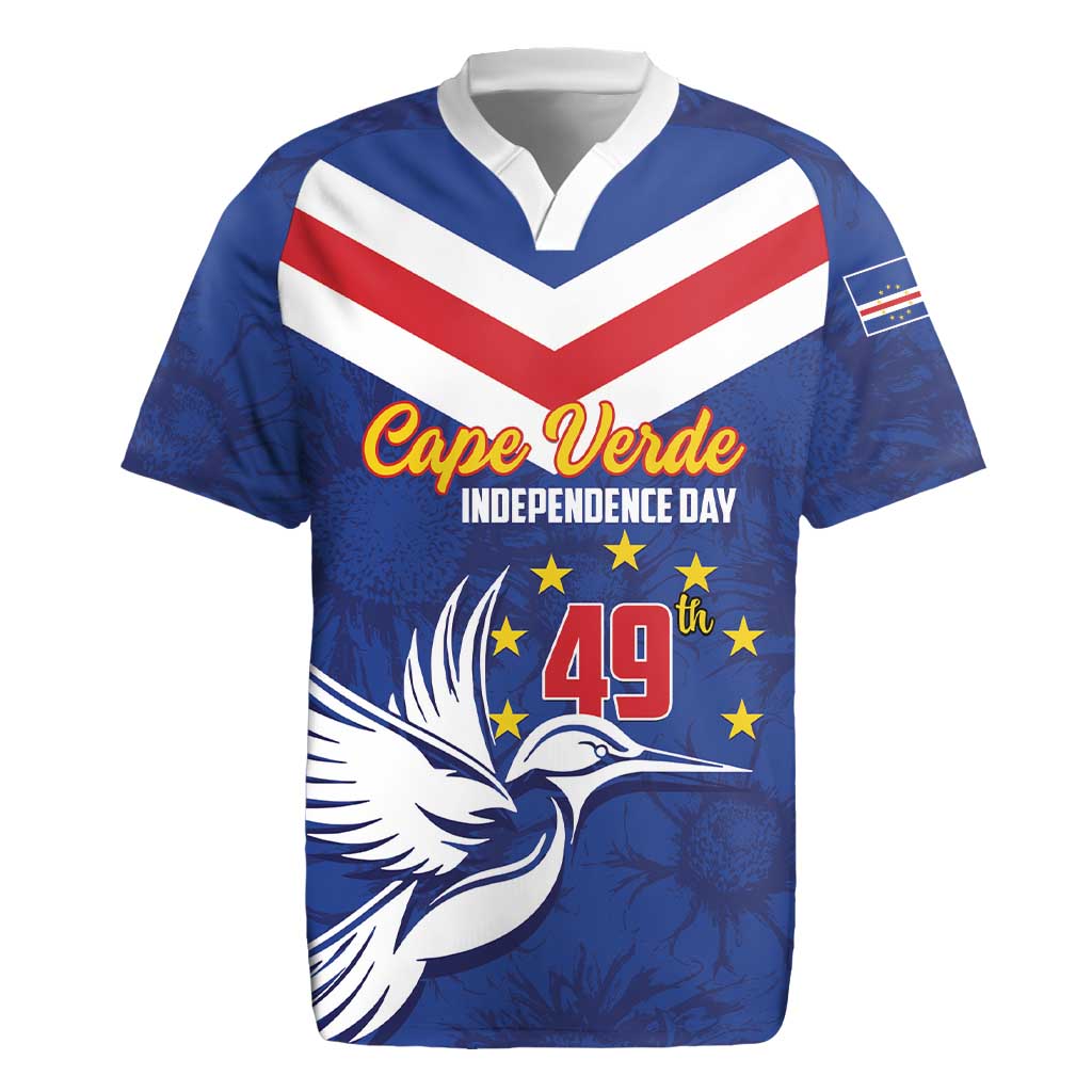 Cape Verde Independence Day Rugby Jersey Gerbera Daisy Pattern