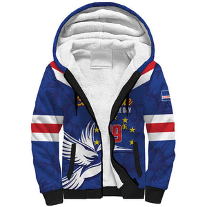 Cape Verde Independence Day Sherpa Hoodie Gerbera Daisy Pattern