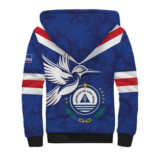 Cape Verde Independence Day Sherpa Hoodie Gerbera Daisy Pattern