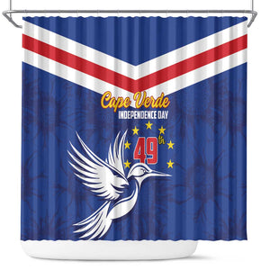 Cape Verde Independence Day Shower Curtain Gerbera Daisy Pattern