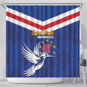 Cape Verde Independence Day Shower Curtain Gerbera Daisy Pattern