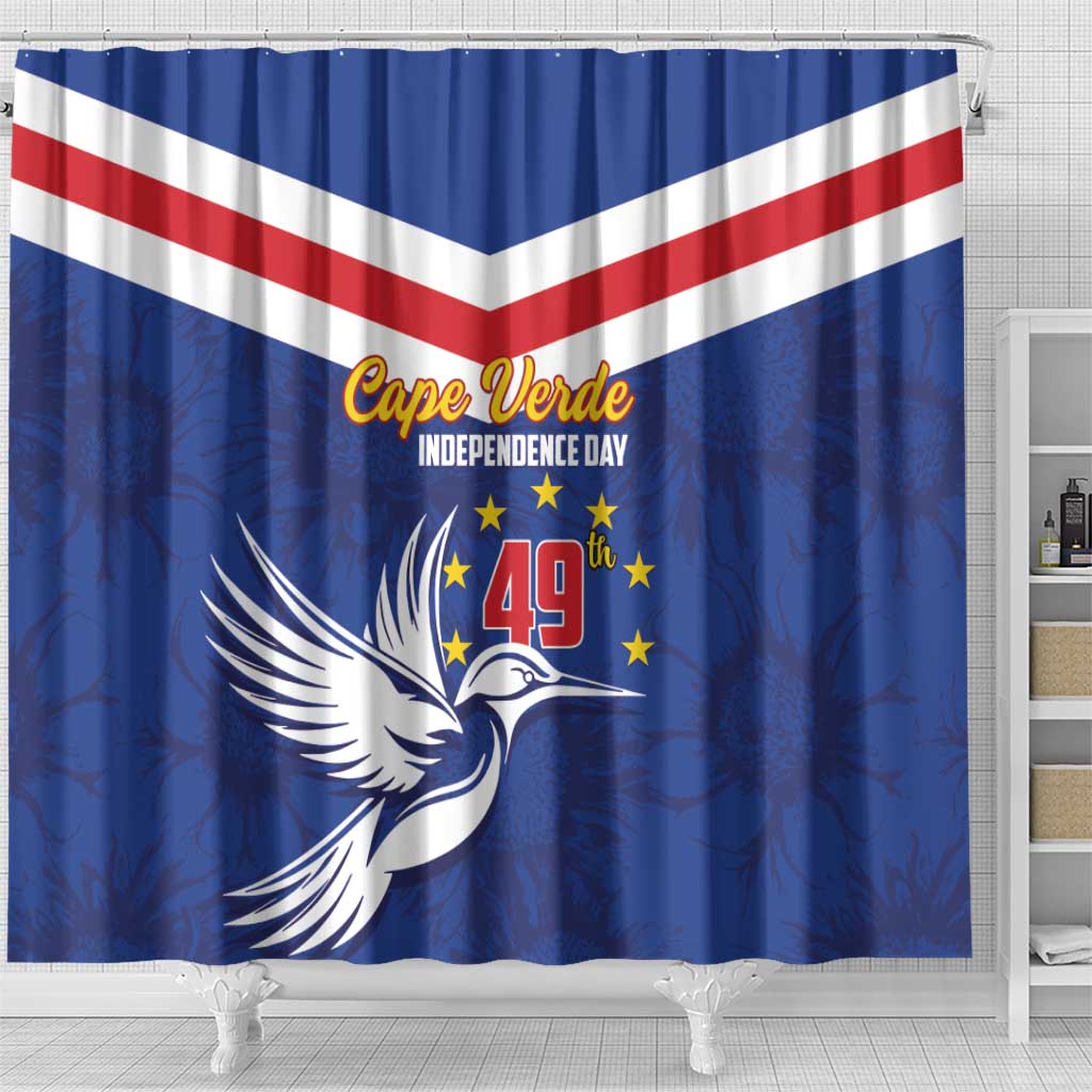 Cape Verde Independence Day Shower Curtain Gerbera Daisy Pattern