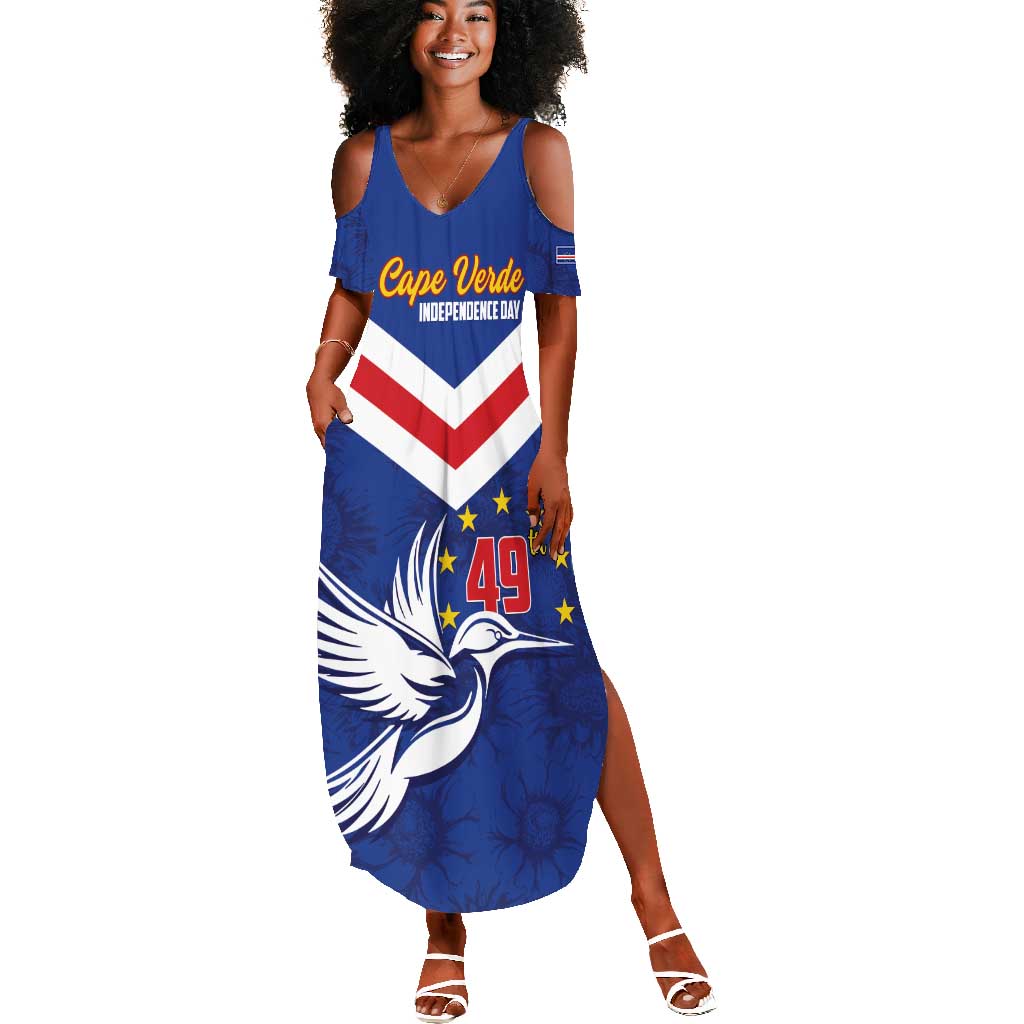 Cape Verde Independence Day Summer Maxi Dress Gerbera Daisy Pattern