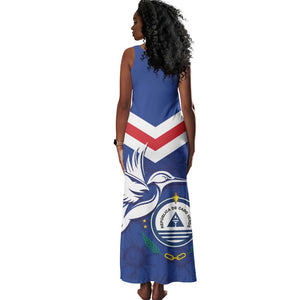 Cape Verde Independence Day Tank Maxi Dress Gerbera Daisy Pattern