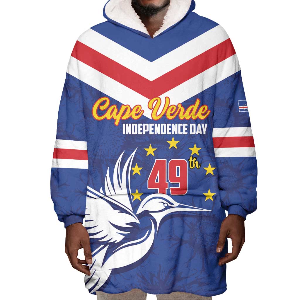 Cape Verde Independence Day Wearable Blanket Hoodie Gerbera Daisy Pattern