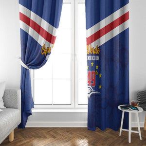 Cape Verde Independence Day Window Curtain Gerbera Daisy Pattern