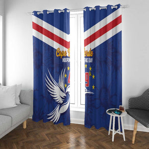 Cape Verde Independence Day Window Curtain Gerbera Daisy Pattern