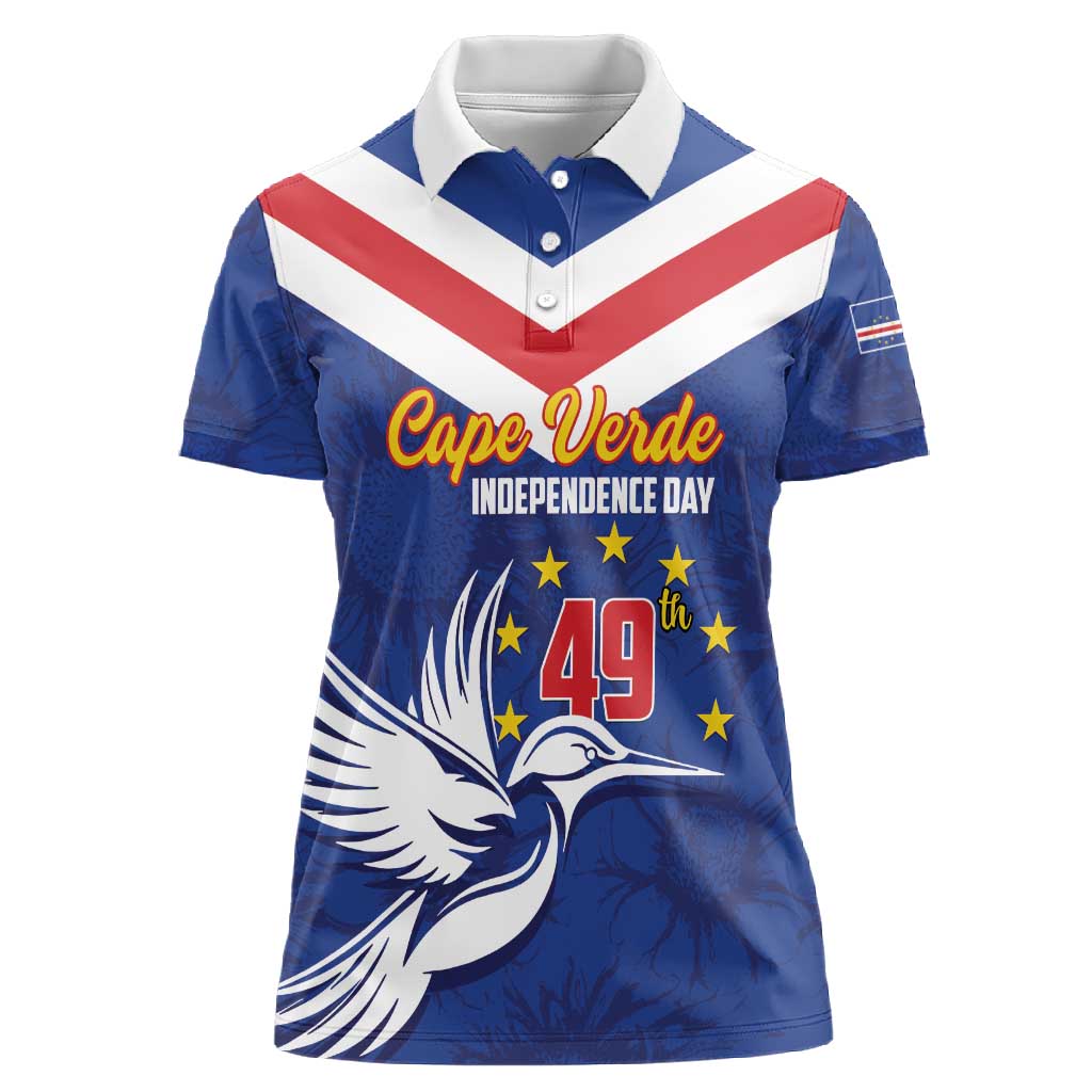 Cape Verde Independence Day Women Polo Shirt Gerbera Daisy Pattern