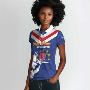 Cape Verde Independence Day Women Polo Shirt Gerbera Daisy Pattern