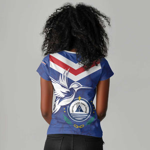 Cape Verde Independence Day Women V-Neck T-Shirt Gerbera Daisy Pattern