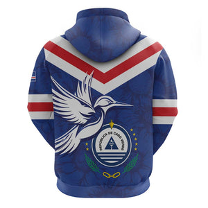 Cape Verde Independence Day Zip Hoodie Gerbera Daisy Pattern