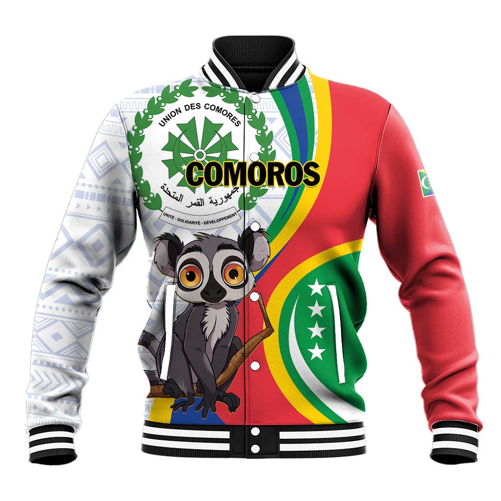 Comoros Baseball Jacket 1975 Komori Mongoose Lemur African Pattern LT01