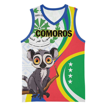 Comoros Basketball Jersey 1975 Komori Mongoose Lemur African Pattern LT01