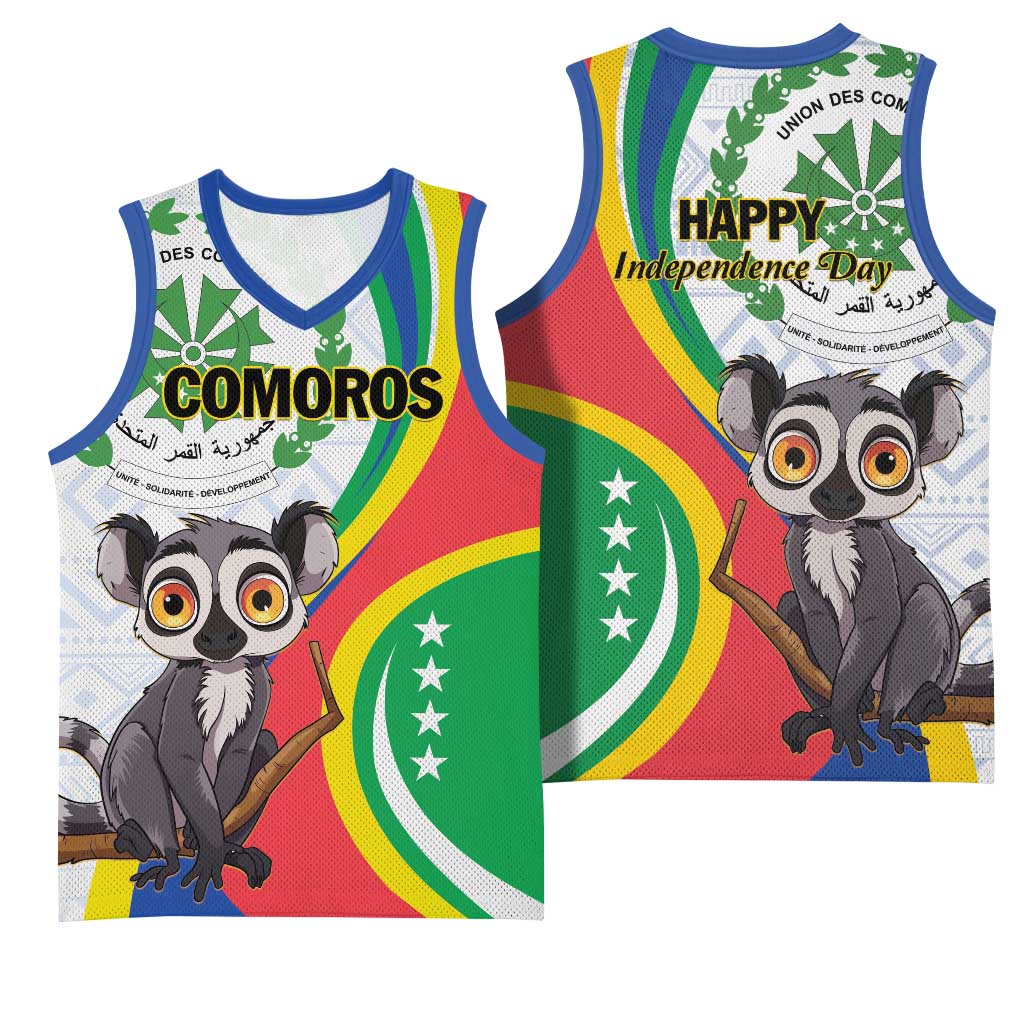 Comoros Basketball Jersey 1975 Komori Mongoose Lemur African Pattern LT01
