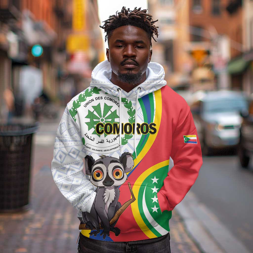 Comoros Hoodie 1975 Komori Mongoose Lemur African Pattern