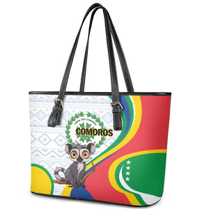 Comoros Leather Tote Bag 1975 Komori Mongoose Lemur African Pattern