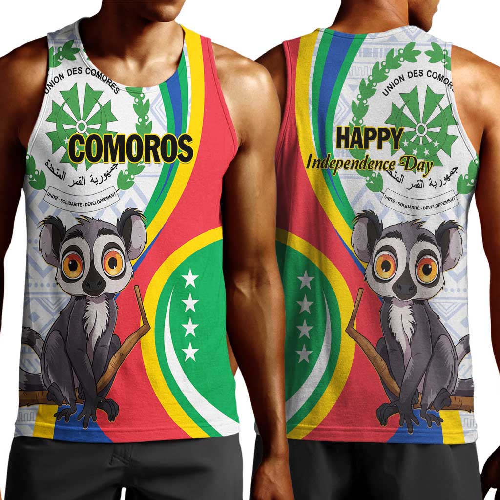 Comoros Men Tank Top 1975 Komori Mongoose Lemur African Pattern