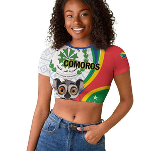 Comoros Raglan Cropped T shirt 1975 Komori Mongoose Lemur African Pattern