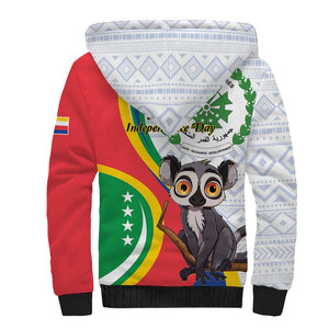 Comoros Sherpa Hoodie 1975 Komori Mongoose Lemur African Pattern