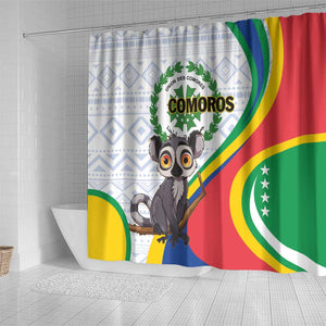 Comoros Shower Curtain 1975 Komori Mongoose Lemur African Pattern