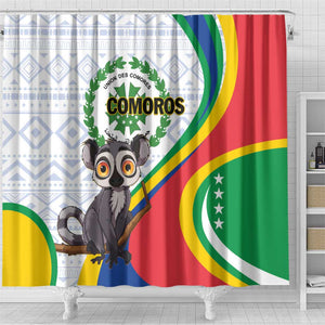 Comoros Shower Curtain 1975 Komori Mongoose Lemur African Pattern