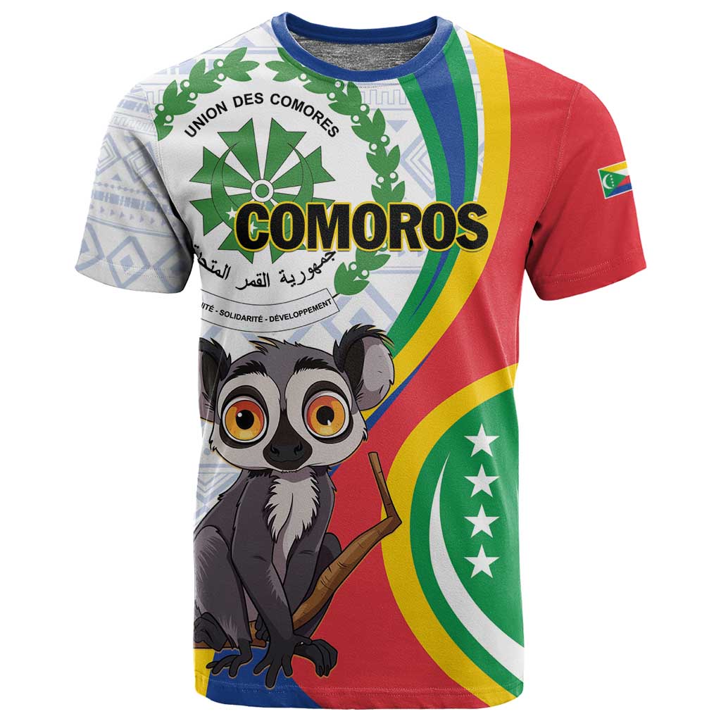 Comoros T shirt 1975 Komori Mongoose Lemur African Pattern