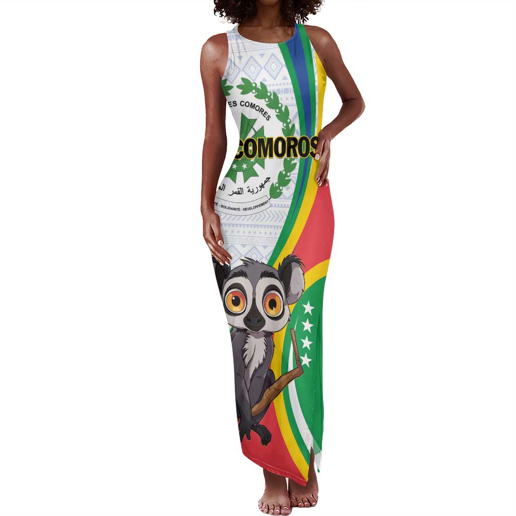 Comoros Tank Maxi Dress 1975 Komori Mongoose Lemur African Pattern