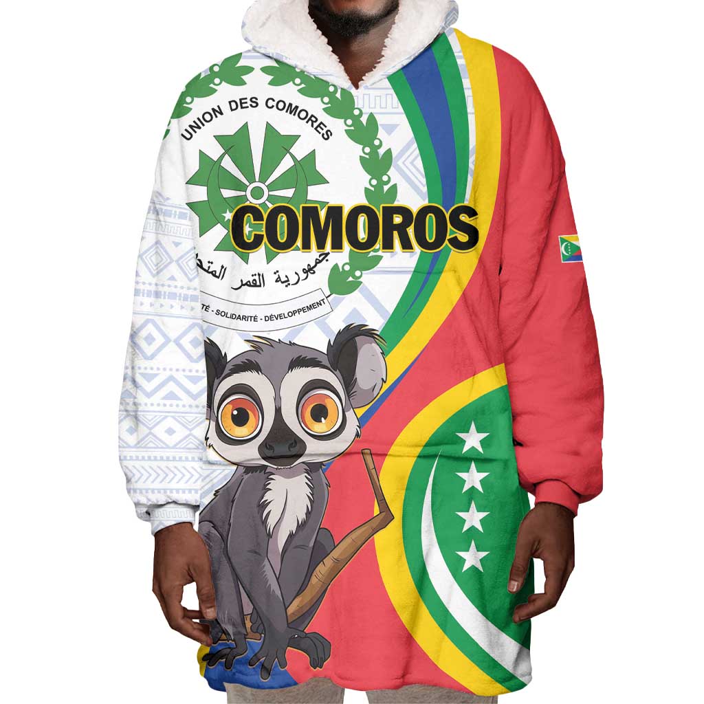 Comoros Wearable Blanket Hoodie 1975 Komori Mongoose Lemur African Pattern