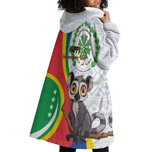 Comoros Wearable Blanket Hoodie 1975 Komori Mongoose Lemur African Pattern