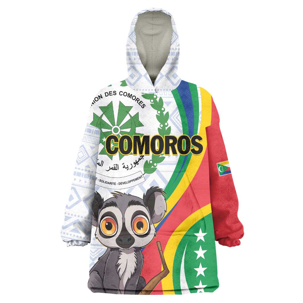 Comoros Wearable Blanket Hoodie 1975 Komori Mongoose Lemur African Pattern