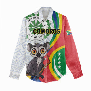 Comoros Women Casual Shirt 1975 Komori Mongoose Lemur African Pattern