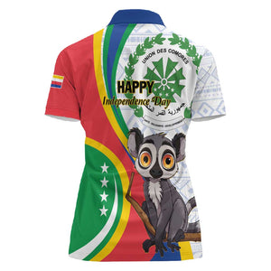 Comoros Women Polo Shirt 1975 Komori Mongoose Lemur African Pattern