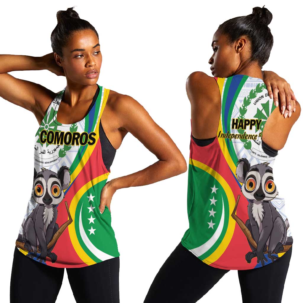 Comoros Women Racerback Tank 1975 Komori Mongoose Lemur African Pattern