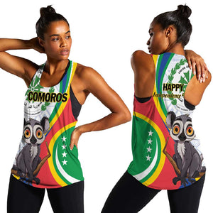 Comoros Women Racerback Tank 1975 Komori Mongoose Lemur African Pattern