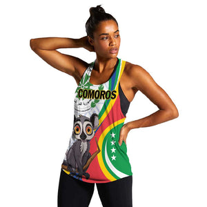 Comoros Women Racerback Tank 1975 Komori Mongoose Lemur African Pattern