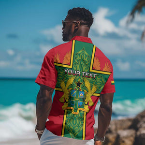 Custom Ghana Hawaiian Shirt with Cross of Saint George and Tawny Eagles