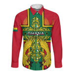 Custom Ghana Long Sleeve Button Shirt with Cross of Saint George and Tawny Eagles