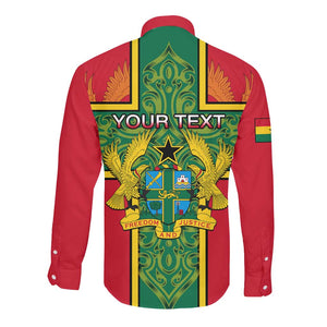 Custom Ghana Long Sleeve Button Shirt with Cross of Saint George and Tawny Eagles