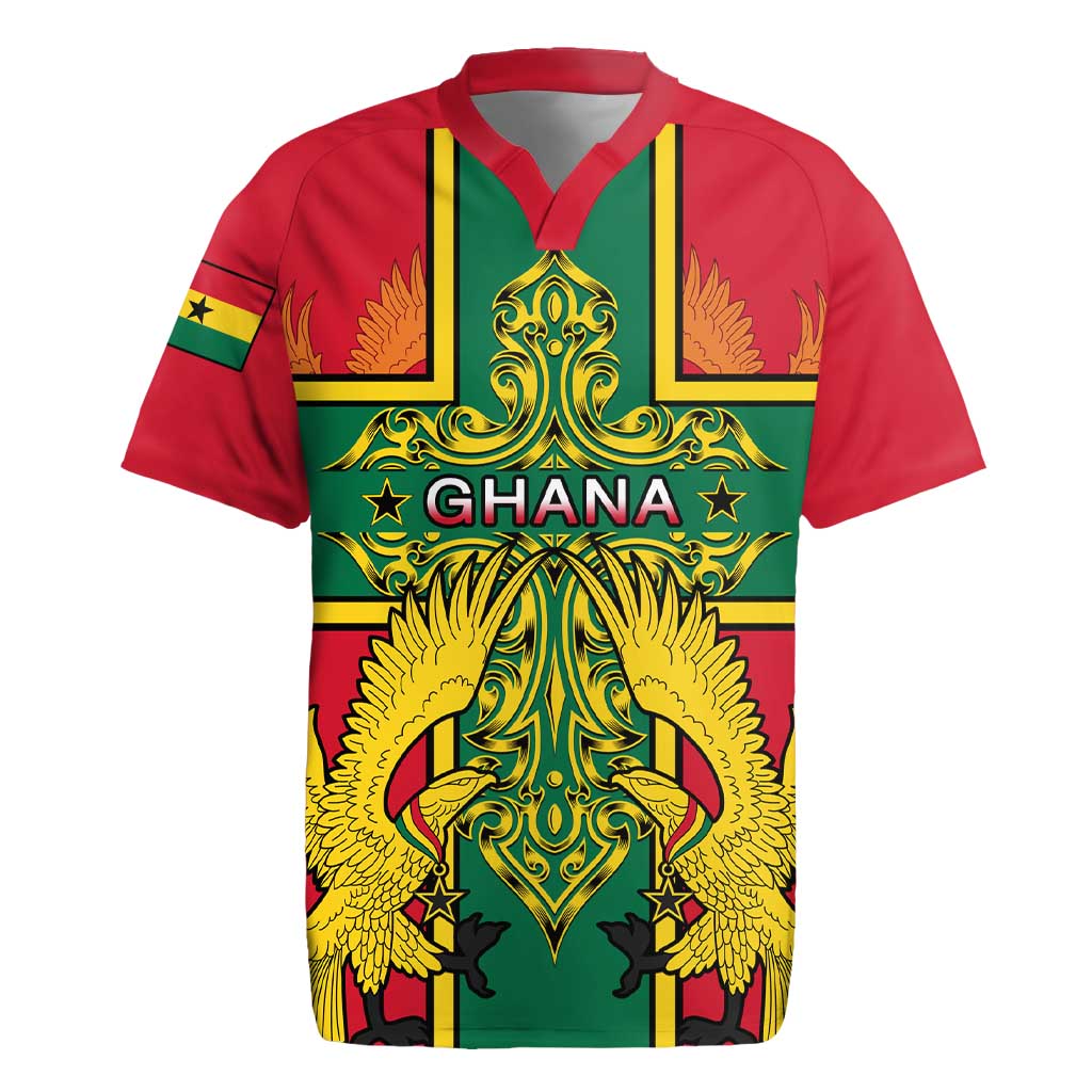 Custom Ghana Rugby Jersey with Cross of Saint George and Tawny Eagles