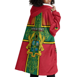 Custom Ghana Wearable Blanket Hoodie with Cross of Saint George and Tawny Eagles