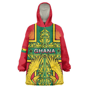 Custom Ghana Wearable Blanket Hoodie with Cross of Saint George and Tawny Eagles